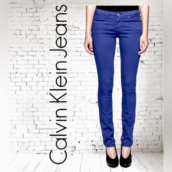 CALVIN KLEIN Slim Fit Skinny Jeans Stretch Splendor Royal Blue Size 10 - Picture 3 of 15